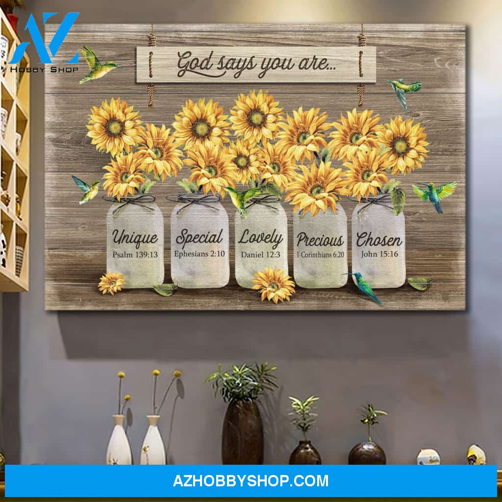 Landscape God Canvas Wall Art - Jesus Canvas Wall Art - Jesus and Sunflower - God says you are Canvas