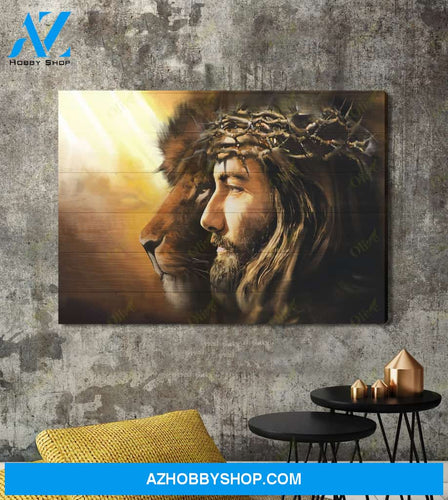 Landscape God Canvas Wall Art - Jesus Canvas Wall Art - Jesus and the lion Canvas