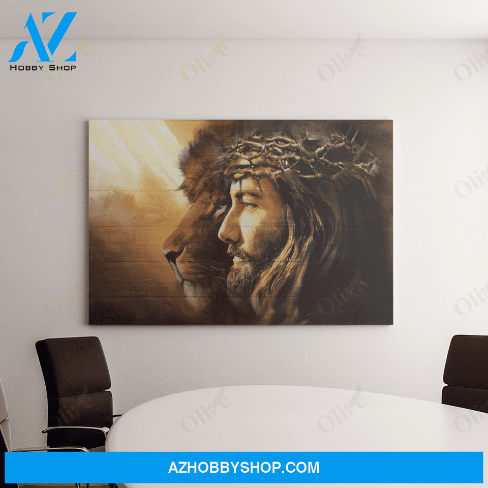 Landscape God Canvas Wall Art - Jesus Canvas Wall Art - Jesus and the lion Canvas