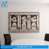 Landscape God Canvas Wall Art - Jesus Canvas Wall Art - Beautiful cardinal and daisy - Today I choose joy Canvas