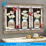 Landscape God Canvas Wall Art - Jesus Canvas Wall Art - Beautiful cardinal and daisy - Today I choose joy Canvas