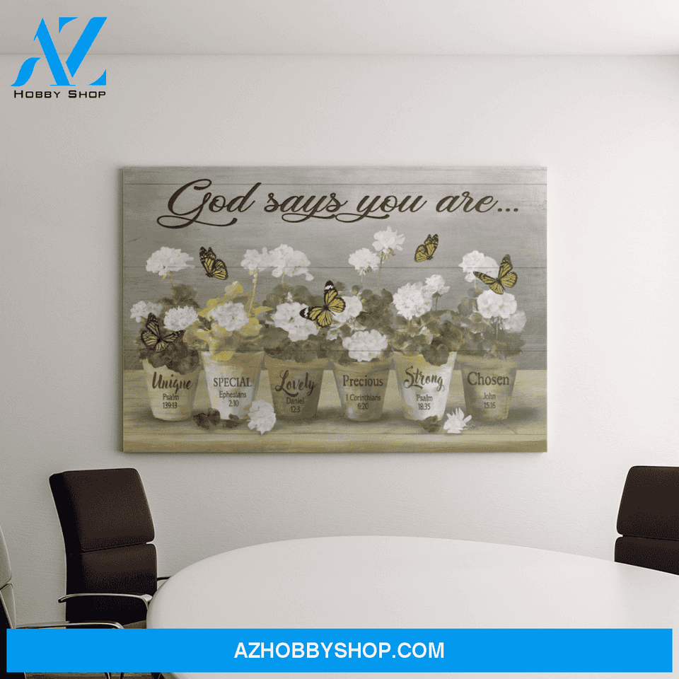 Landscape God Canvas Wall Art - Jesus Canvas Wall Art - Beautiful flower and butterfly - God says you are Canvas