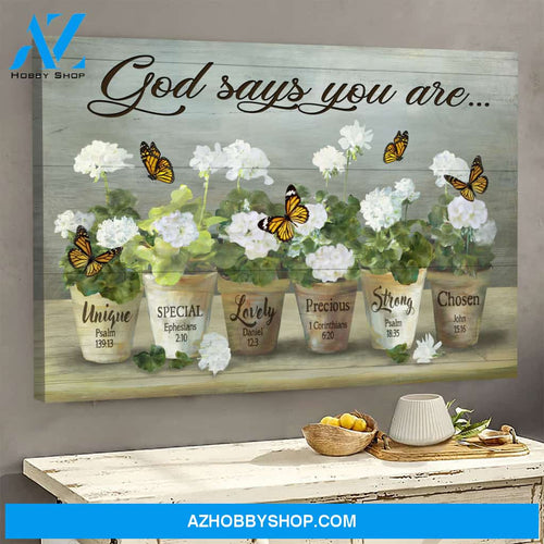 Landscape God Canvas Wall Art - Jesus Canvas Wall Art - Beautiful flower and butterfly - God says you are Canvas