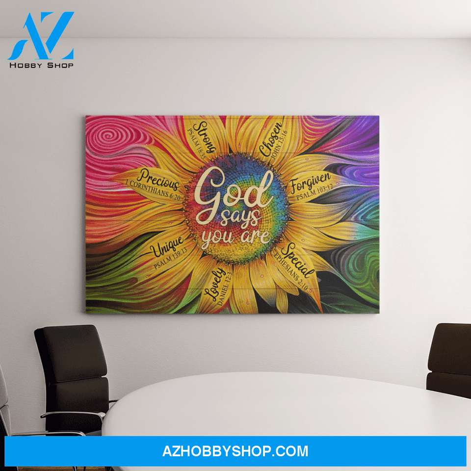 Landscape God Canvas Wall Art - Jesus Canvas Wall Art - Beautiful sunflower - God says you are Canvas