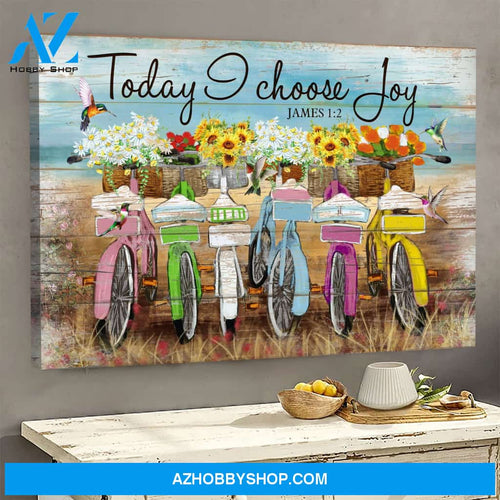 Landscape God Canvas Wall Art - Jesus Canvas Wall Art - Bicycle - Today I choose joy Canvas