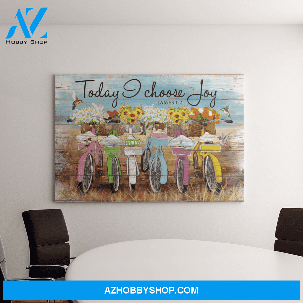 Landscape God Canvas Wall Art - Jesus Canvas Wall Art - Bicycle - Today I choose joy Canvas