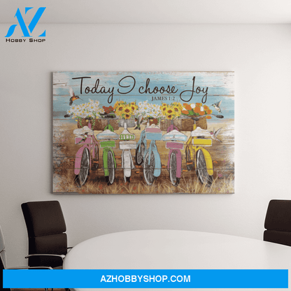 Landscape God Canvas Wall Art - Jesus Canvas Wall Art - Bicycle - Today I choose joy Canvas