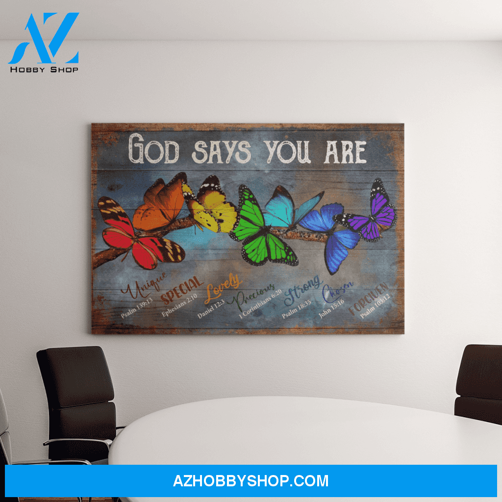 Landscape God Canvas Wall Art - Jesus Canvas Wall Art - Butterfly - God says you are Canvas