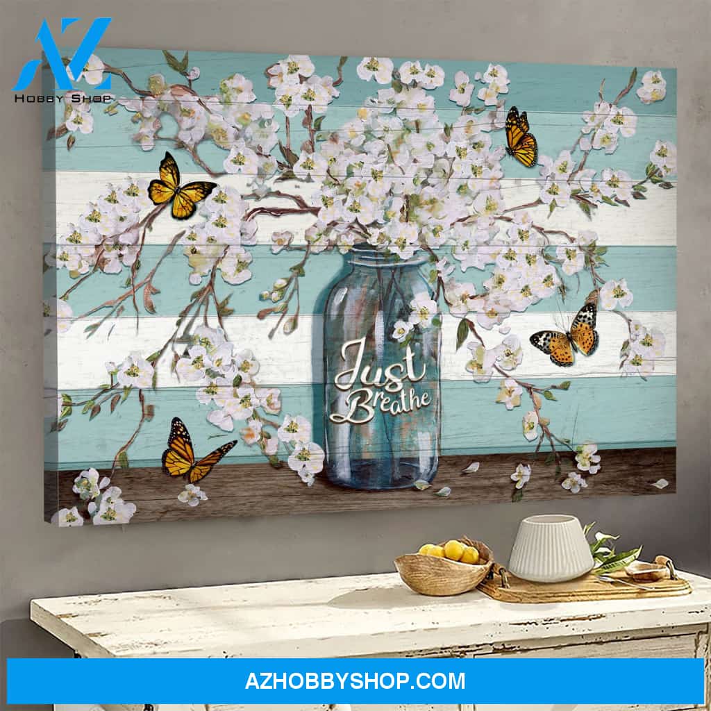 Landscape God Canvas Wall Art - Jesus Canvas Wall Art - Butterfly - Just breathe 1 Canvas