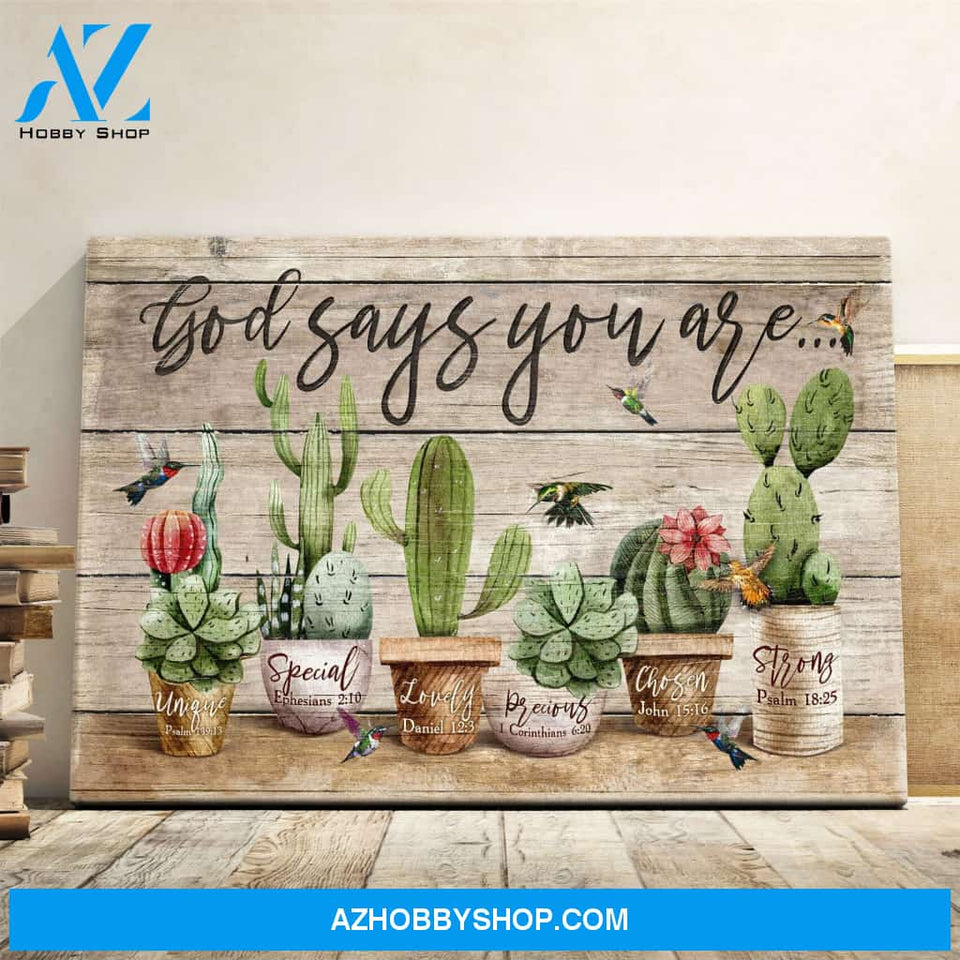 Landscape God Canvas Wall Art - Jesus Canvas Wall Art - Cactus - God says you are Canvas