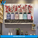 Landscape God Canvas Wall Art - Jesus Canvas Wall Art - Cardinal and Winterberry - God says you are Canvas