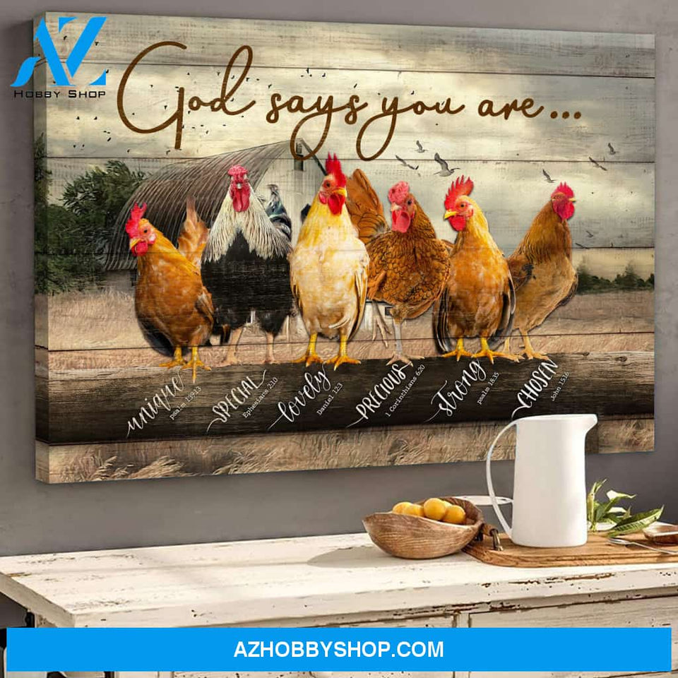 Landscape God Canvas Wall Art - Jesus Canvas Wall Art - Chicken - God says you are 4 Canvas