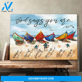 Landscape God Canvas Wall Art - Jesus Canvas Wall Art - Colorful boats - God says you are Canvas