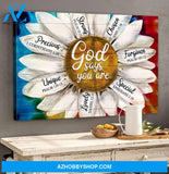 Landscape God Canvas Wall Art - Jesus Canvas Wall Art - Colorful Daisy - God says you are Canvas