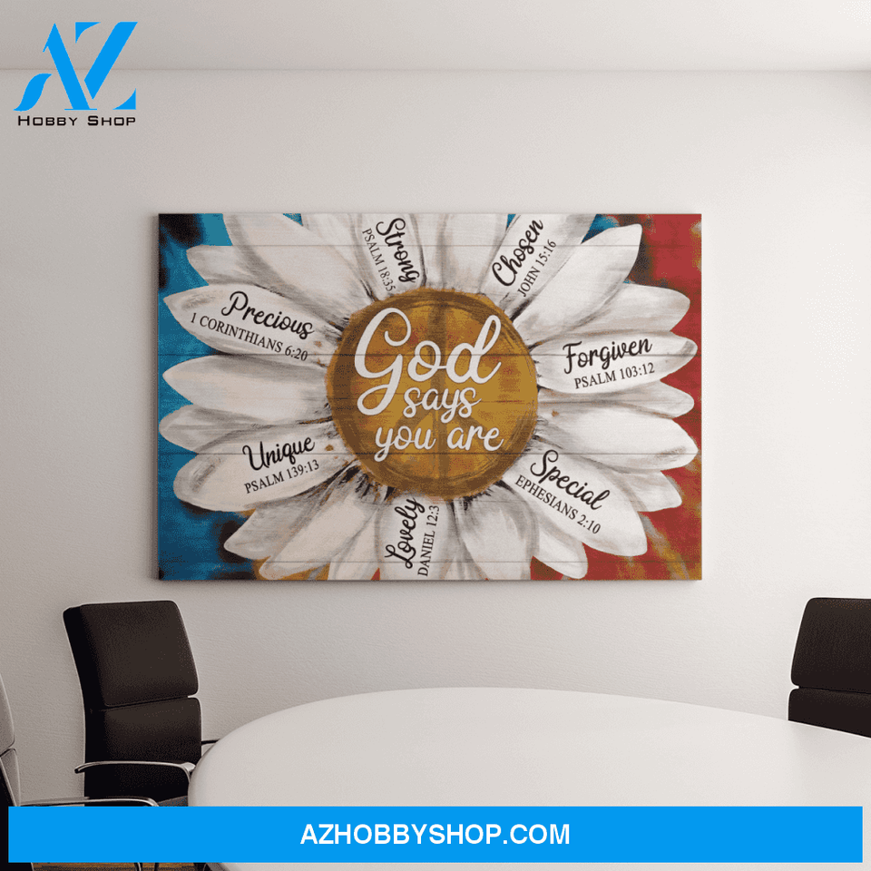 Landscape God Canvas Wall Art - Jesus Canvas Wall Art - Colorful Daisy - God says you are Canvas