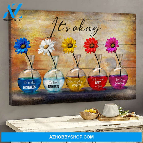Landscape God Canvas Wall Art - Jesus Canvas Wall Art - Colorful Daisy - Its okay to be yourself Canvas