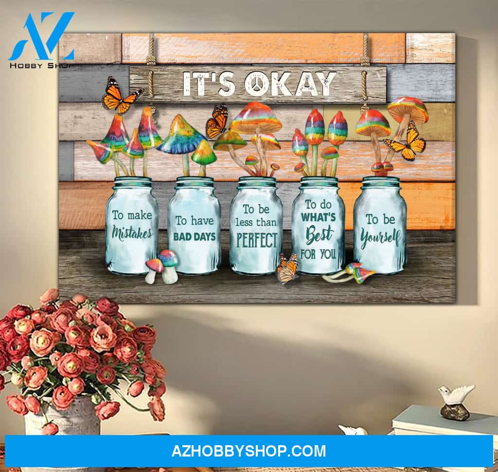 Landscape God Canvas Wall Art - Jesus Canvas Wall Art - Colorful mushroom - Its okay to be yourself Canvas