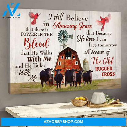 Landscape God Canvas Wall Art - Jesus Canvas Wall Art - Cow - I still believe in amazing grace Canvas