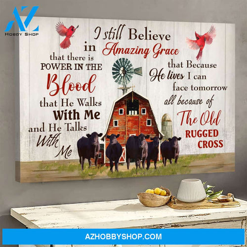 Landscape God Canvas Wall Art - Jesus Canvas Wall Art - Cow - I still believe in amazing grace Canvas