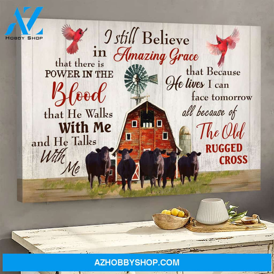 Landscape God Canvas Wall Art - Jesus Canvas Wall Art - Cow - I still believe in amazing grace Canvas