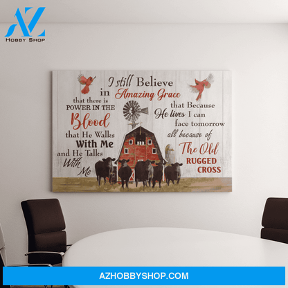 Landscape God Canvas Wall Art - Jesus Canvas Wall Art - Cow - I still believe in amazing grace Canvas