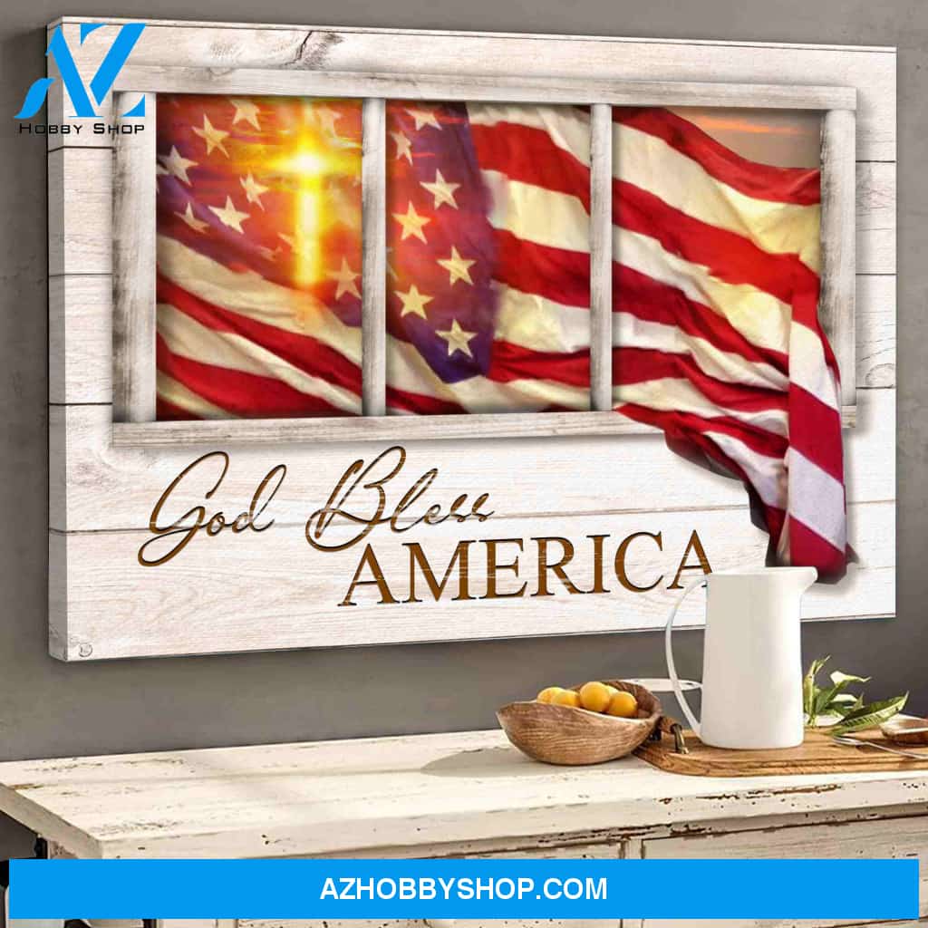 Landscape God Canvas Wall Art - Jesus Canvas Wall Art - Cross of Light - God Bless America Canvas