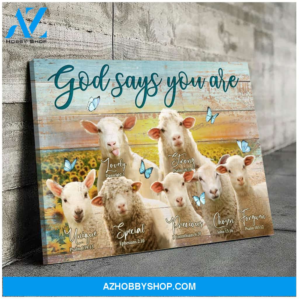 Landscape God Canvas Wall Art - Jesus Canvas Wall Art - Cute lamb - God says you are Canvas