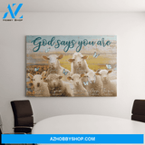 Landscape God Canvas Wall Art - Jesus Canvas Wall Art - Cute lamb - God says you are Canvas