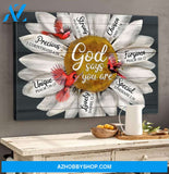 Landscape God Canvas Wall Art - Jesus Canvas Wall Art - Daisy and Cardinal - God says you are Canvas