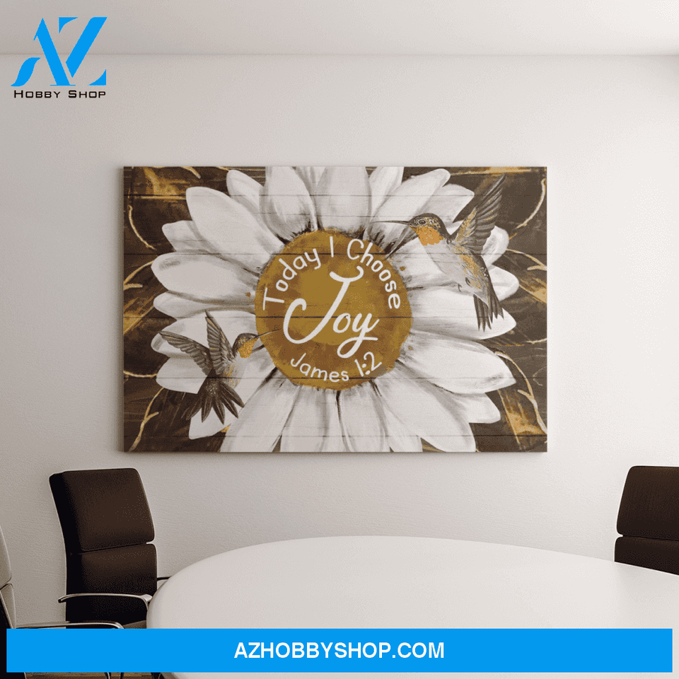 Landscape God Canvas Wall Art - Jesus Canvas Wall Art - Daisy and hummingbird - Today I choose joy Canvas