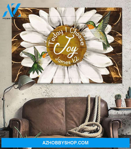 Landscape God Canvas Wall Art - Jesus Canvas Wall Art - Daisy and hummingbird - Today I choose joy Canvas