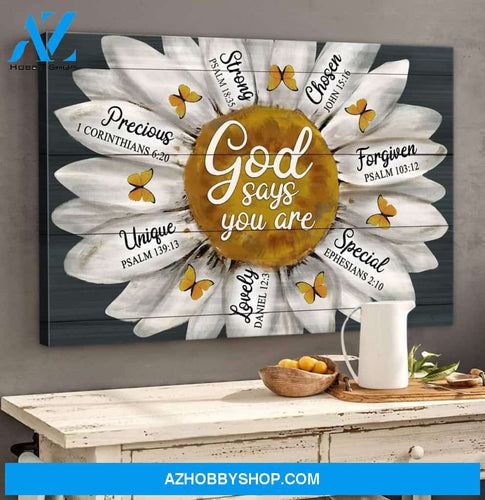 Landscape God Canvas Wall Art - Jesus Canvas Wall Art - Daisy - God says you are with butterfly Canvas