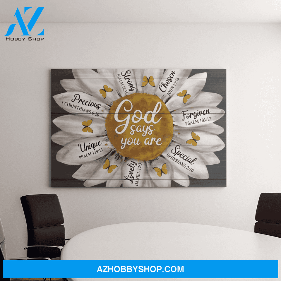 Landscape God Canvas Wall Art - Jesus Canvas Wall Art - Daisy - God says you are with butterfly Canvas