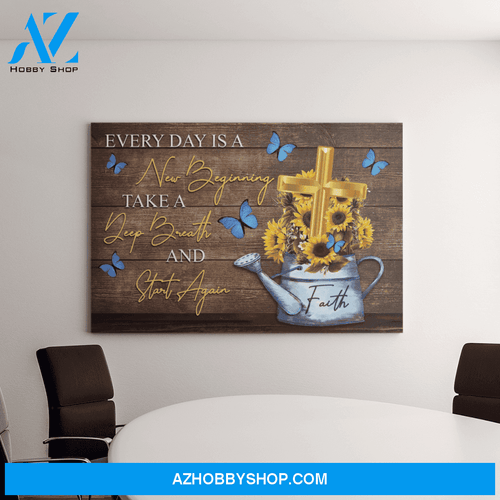 Landscape God Canvas Wall Art - Jesus Canvas Wall Art - Jesus - Every day is a new beginning take a deep breath and start again Canvas