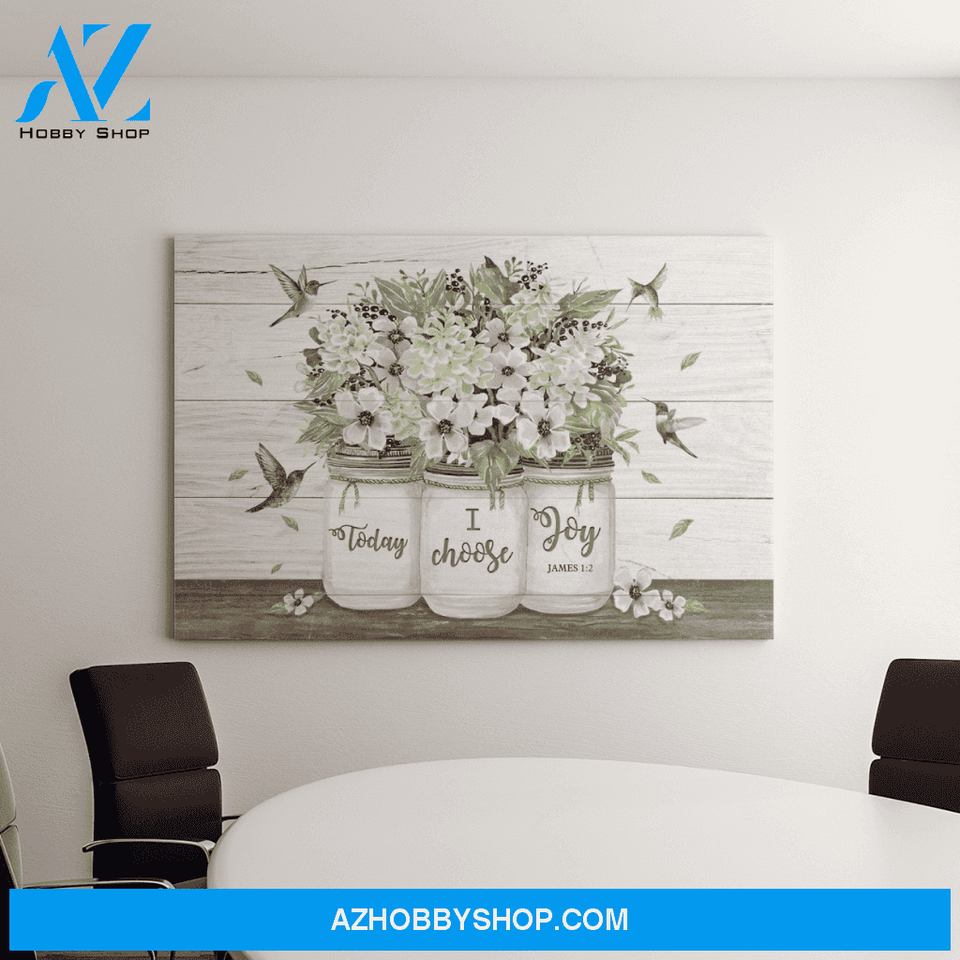 Landscape God Canvas Wall Art - Jesus Canvas Wall Art - Flower and hummingbird - Today I choose joy Canvas