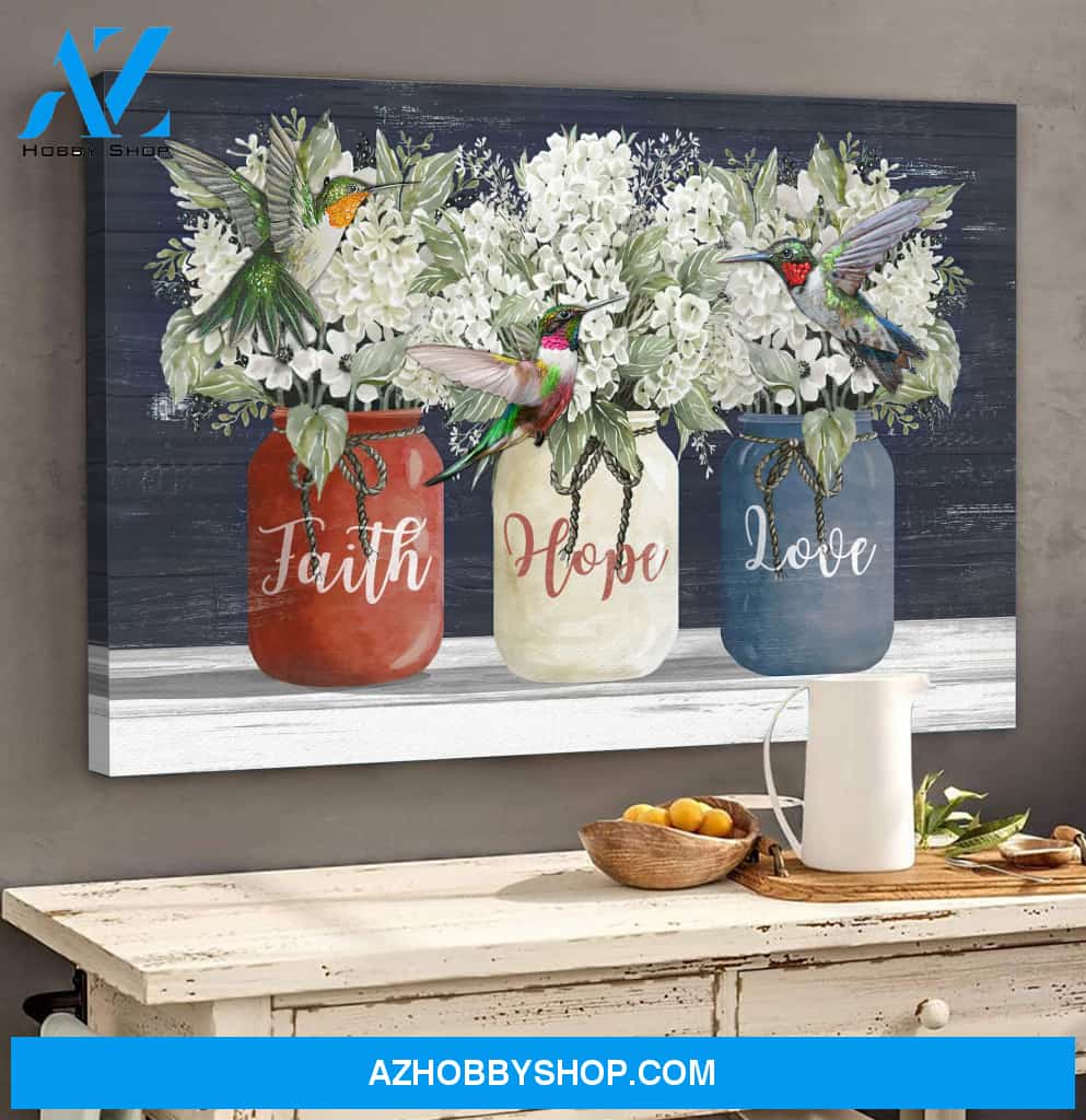 Landscape God Canvas Wall Art - Jesus Canvas Wall Art - Flower of faith hope and love Canvas