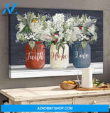 Landscape God Canvas Wall Art - Jesus Canvas Wall Art - Flower of faith hope and love Canvas