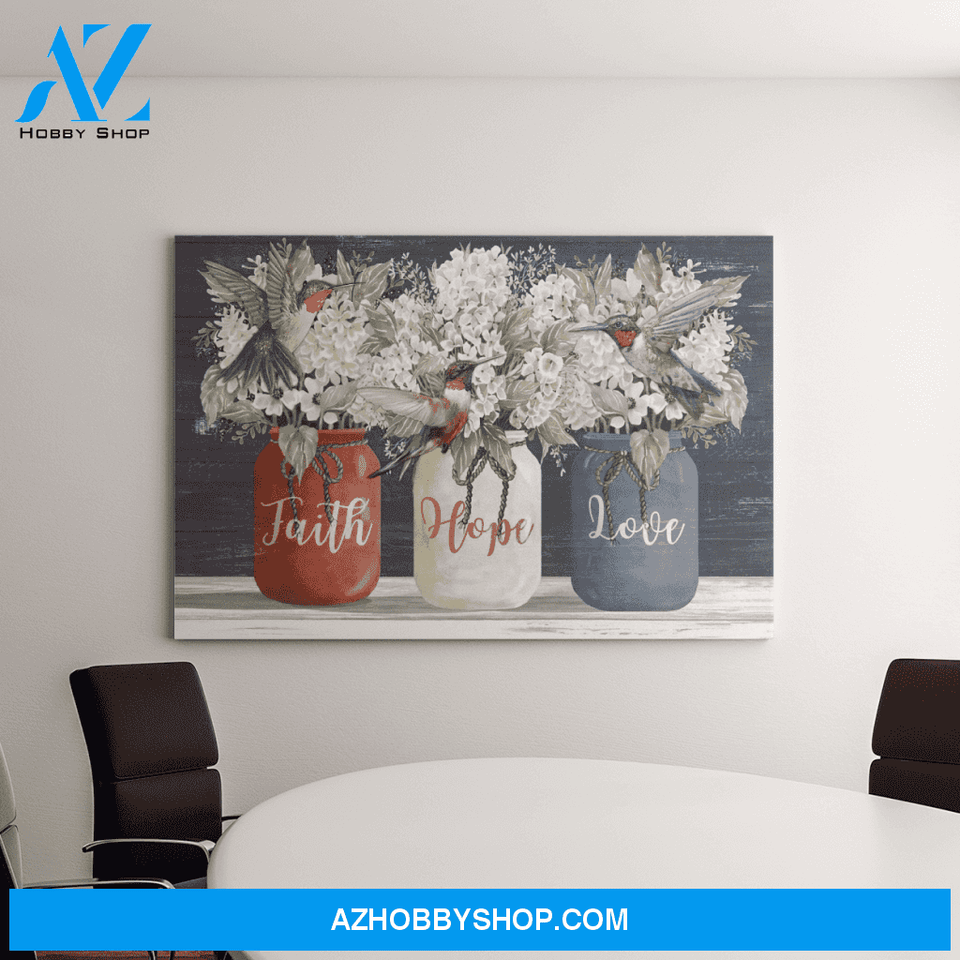 Landscape God Canvas Wall Art - Jesus Canvas Wall Art - Flower of faith hope and love Canvas