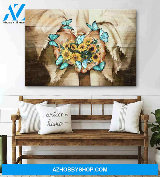 Landscape God Canvas Wall Art - Jesus Canvas Wall Art - Jesus - Flowers blooming on his hand Canvas