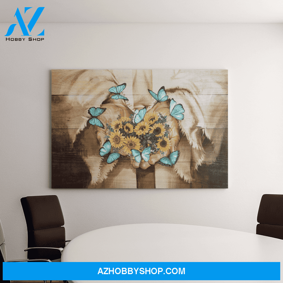 Landscape God Canvas Wall Art - Jesus Canvas Wall Art - Jesus - Flowers blooming on his hand Canvas