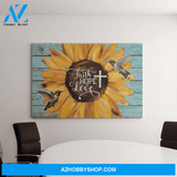 Landscape God Canvas Wall Art - Jesus Canvas Wall Art - Green hummingbird and Sunflower - Faith Love Hope Canvas