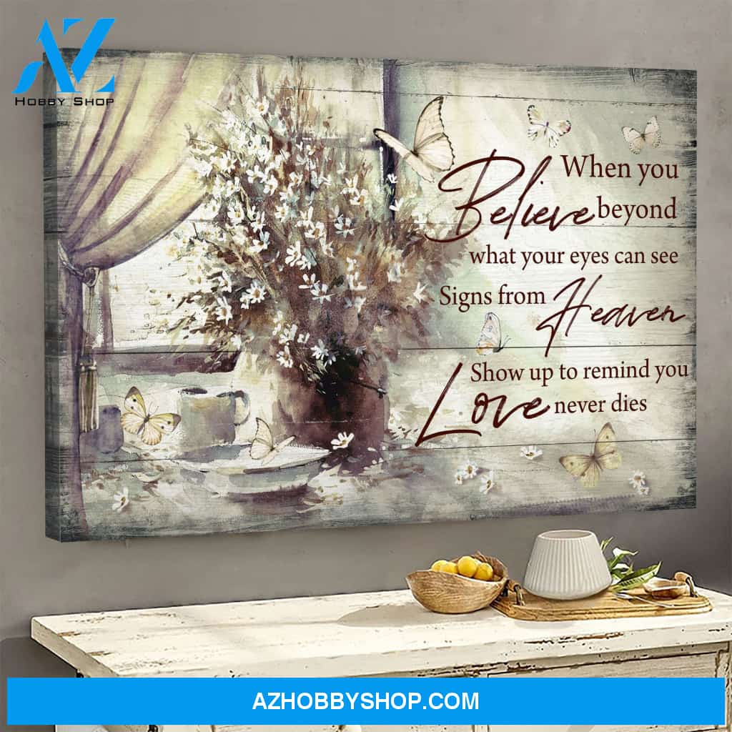 Landscape God Canvas Wall Art - Jesus Canvas Wall Art - Heaven - Signs from Heaven show up to remind you love never dies Canvas