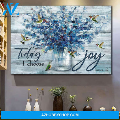 Landscape God Canvas Wall Art - Jesus Canvas Wall Art - Hummingbird and blue flower - Today I choose joy Canvas