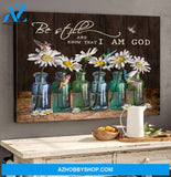 Landscape God Canvas Wall Art - Jesus Canvas Wall Art - Hummingbird and daisy - Be still and know that I am God Canvas