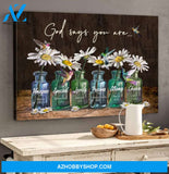 Landscape God Canvas Wall Art - Jesus Canvas Wall Art - Hummingbird and daisy - God says you are Canvas