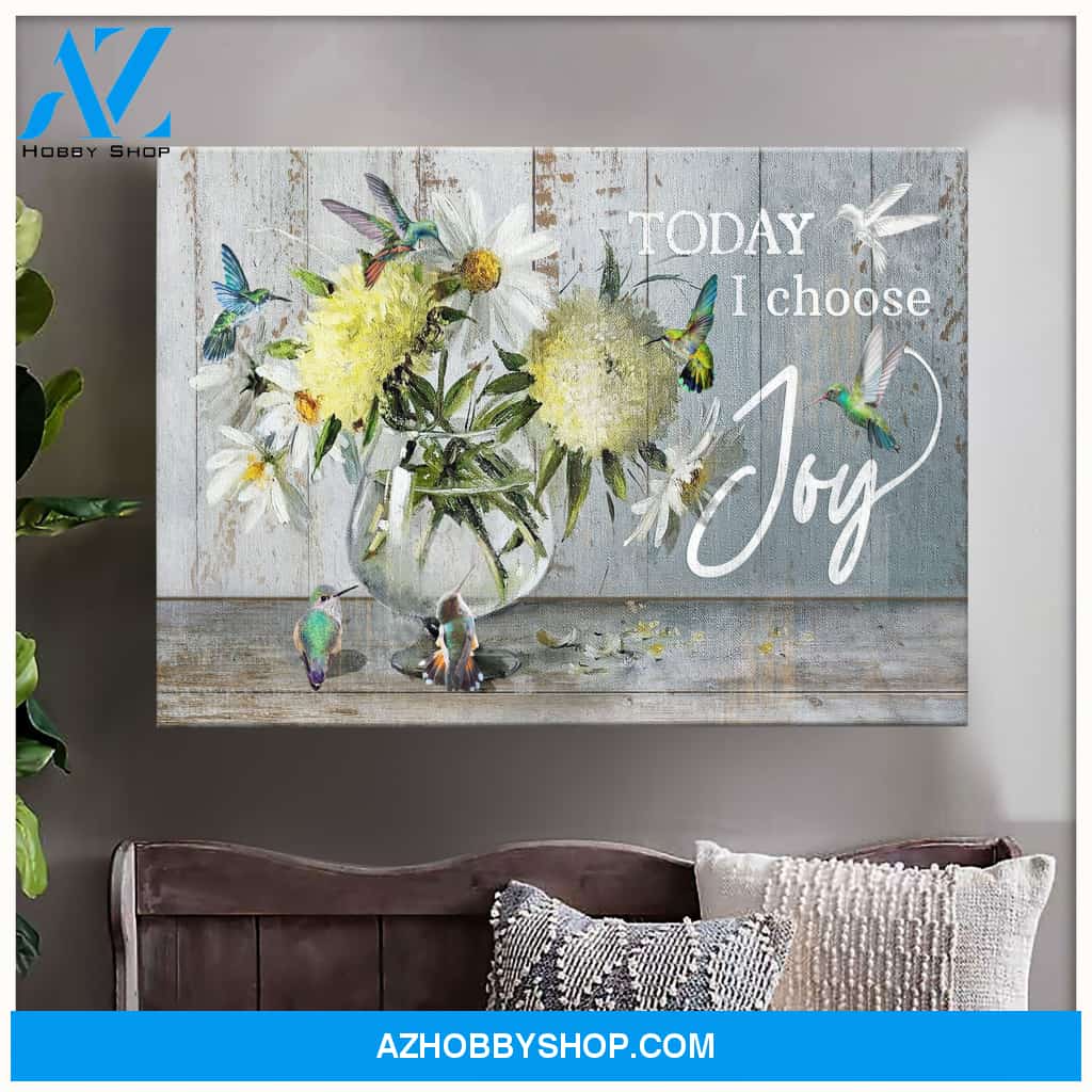 Landscape God Canvas Wall Art - Jesus Canvas Wall Art - Hummingbird and daisy - Today I choose joy Canvas