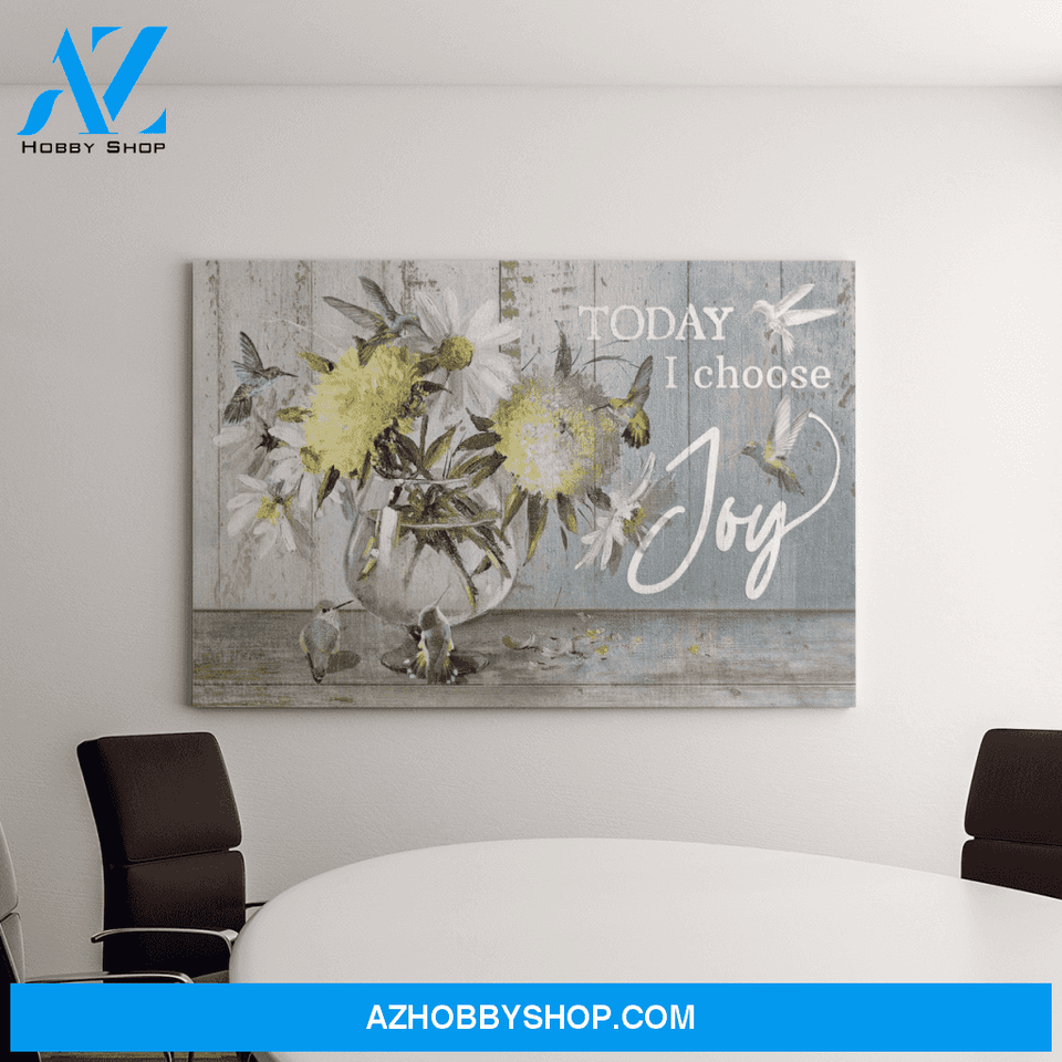 Landscape God Canvas Wall Art - Jesus Canvas Wall Art - Hummingbird and daisy - Today I choose joy Canvas