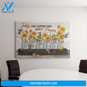 Landscape God Canvas Wall Art - Jesus Canvas Wall Art - Hummingbird and daisy - Today only happens once Canvas