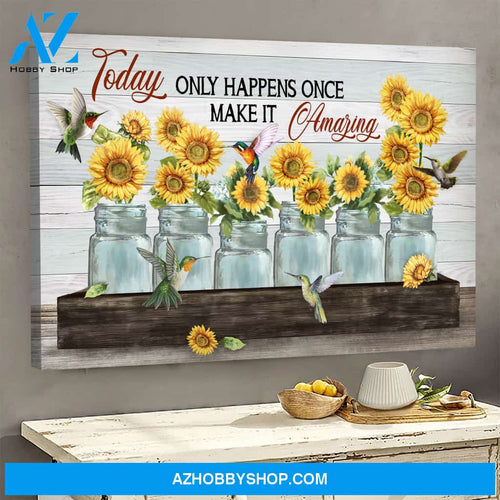 Landscape God Canvas Wall Art - Jesus Canvas Wall Art - Hummingbird and daisy - Today only happens once Canvas
