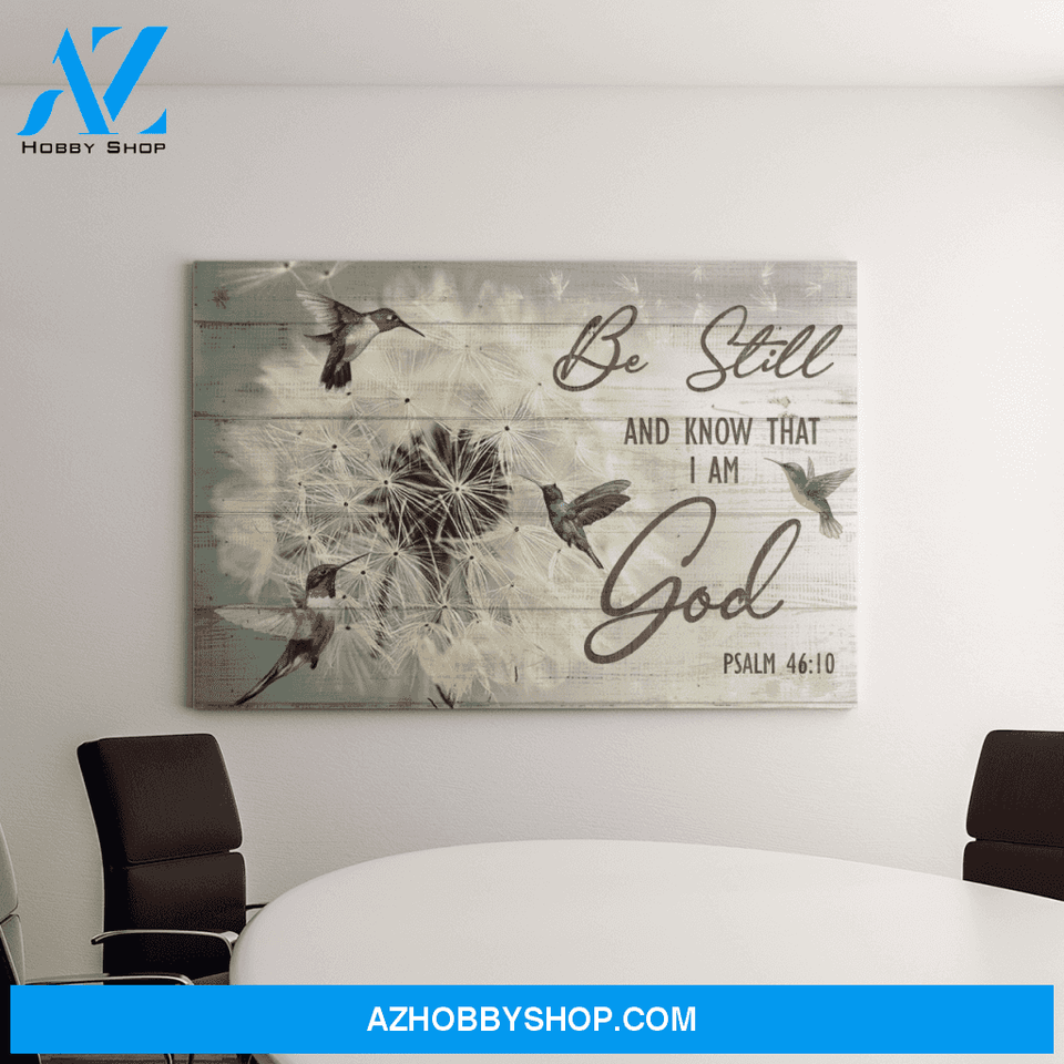Landscape God Canvas Wall Art - Jesus Canvas Wall Art - Hummingbird and dandelion - Be still and know that I am God Canvas